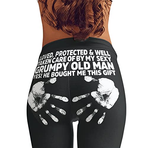 Women's Yoga Leggings High Waist with Letter Print Pants-Protected by a Sexy Grumpy Old Man Workout Athletic Yoga Pants Women's Yoga Leggings High Waist with Letter Print Pants-Protected by a Sexy Grumpy Old Man Workout Athletic Yoga Pants