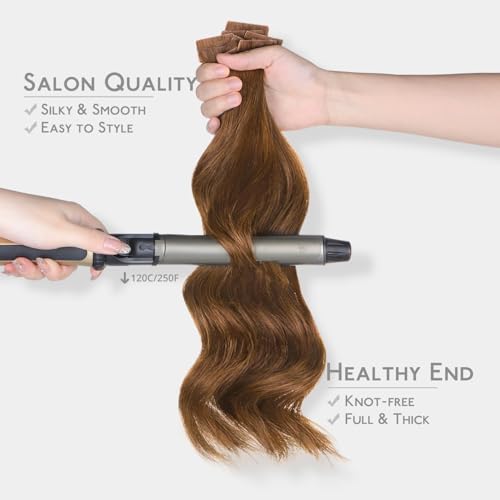 Image of WENNALIFE Invisi Edge Tape in Hair Extensions Human Hair,#5R,24 Inch | 24 Inch 50g 20pcs (Invisi Edge & Classic) Light Auburn Brown Invisi Remy Hair Natural Seamless Injected Tape In