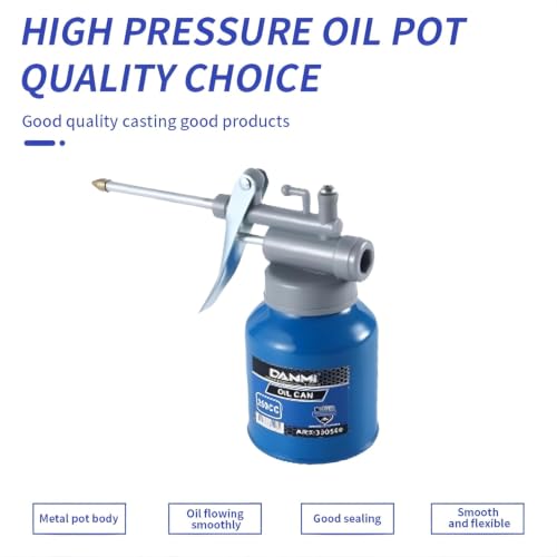 Image of Carbon Steel Oil Can 250CC | Manual High-Pressure Oiler with Long Nozzle & Hose | Durable Oil Pot for Machine Maintenance, Workshops & Industrial Lubrication