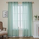 NAKITHA Sheer Turquoise Curtains 84 Inches Long 2 Panels Rod Pocket Voile Fimly Drapes for Living Room/Bedroom(W52 x L84)