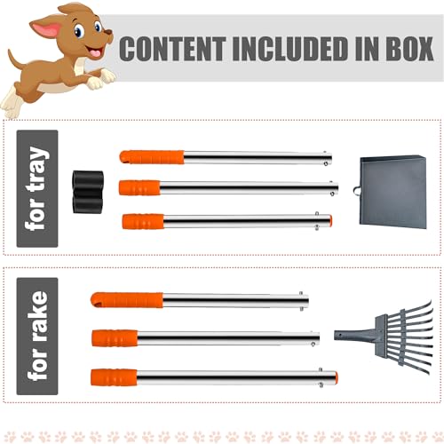 image for Niubya Pooper Scooper for Dogs, Metal Poop Scooper Tray and Rake Set w