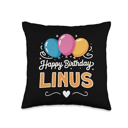 Happy Birthday Linus Throw Pillow