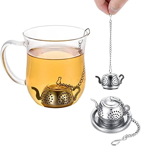 Tidorlou Loose Leaf Tea Infuser Including Tea Scoop and Drip Trays (Teapot (4 pack))