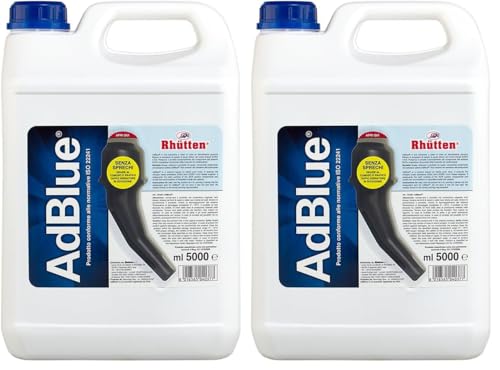 Rhütten, AdBlue Motores diésel, Basf, aditivo de síntesis, urea purísima, ISO 22241, preserva SCR, bloquea la impureza del catalizador, Motores Euro 6, tapón vertedor, 5 l (Paquete de 2)