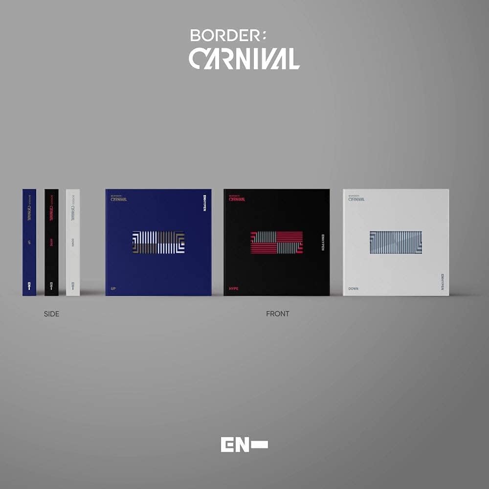 Enhypen Border : Carnival 2nd Mini Album Up Version CD+1p Folding Poster On Pack+104p PhotoBook+16p Lyric Book+2p PhotoCard+1p Lenticular Card+1p Sticker+Carnival Ticket+Tracking