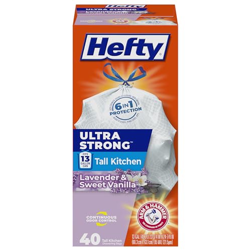 Hefty Ultra Strong Tall Kitchen Trash Bags, Lavender & Sweet Vanilla Scent, 13 Gallon, 40 Count - image 1