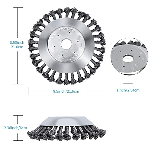 HAUSPROFI 8'' Grass Trimmer Cutter Head for Garden Lawn Mower, Strimmer Wire Brush Head with Knotted Wire, Universal Solid Steel Wire Wheel for Brush Cutter Attachment Replacement