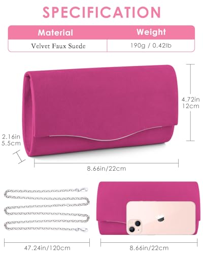 Image of TINDTOP Clutch Purses for Women, Formal Evening Bags Suede Shoulder Envelope Party Handbags Wedding Cocktail Prom Clutches