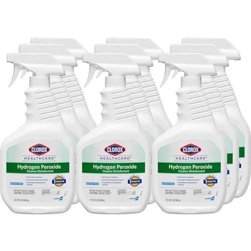 Clorox Healthcare Hydrogen Peroxide Cleaner Disinfectant Bleach Free 32 Fluid Ounces Pack of 9 (Package May Vary)