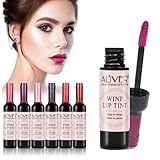 Wine Lip Tint, 6 Colors Wine Lipstick Liquid Lip Stain Wine Bottle Lip Gloss Set, Lipstick Matte and...