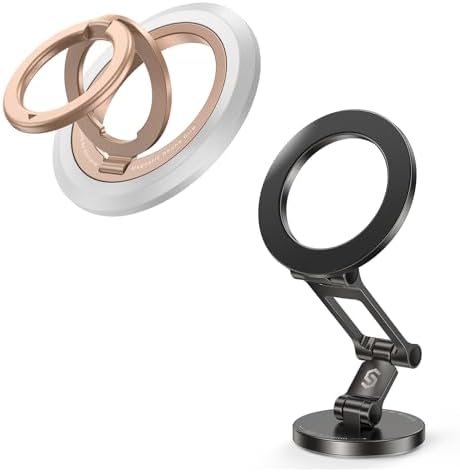 SYNCWIRE Upgraded Magnetic Phone Ring Holder for MagSafe and MagSafe Car Mount - [360 Rotation] Magnetic Phone Holder for Car