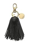 Diese Schlüsselanhänger-Quaste aus Eco-Leder hat Details aus Metall.