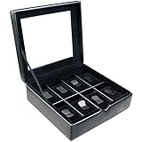 Ikee Design Deluxe Black Faux Leather Watch Case(8 Watches)