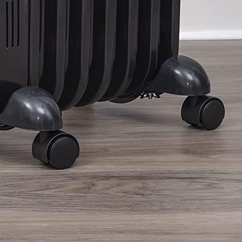 Schallen Black Portable Electric Slim Oil Filled Radiator Heater with Adjustable Temperature Thermostat, 3 Heat Settings & Safety Cut Off (1000W | 5 Fin)