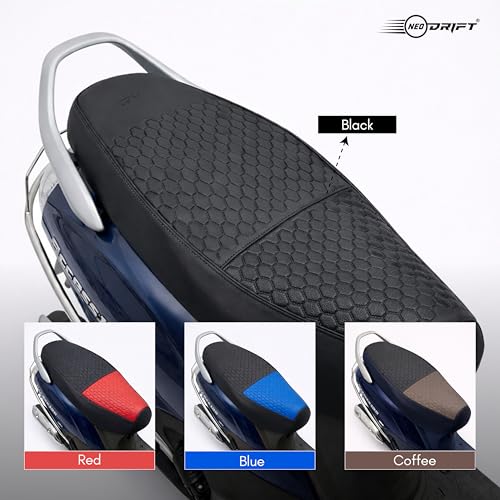 Image of Neodrift Premium Scooty Seat Cover - Universal Scooty Seat| All Black | Anti-Slip & Shock-Absorbing Design | Water-Resistant Fit | Strip Cushioning | Professional Fit | Nappa Art Leather