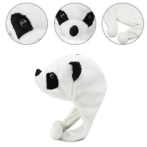 Cartoon Plush Panda Long Strap Warm Earflap Stuffed, As Pic, 6 7/8-7 3/82