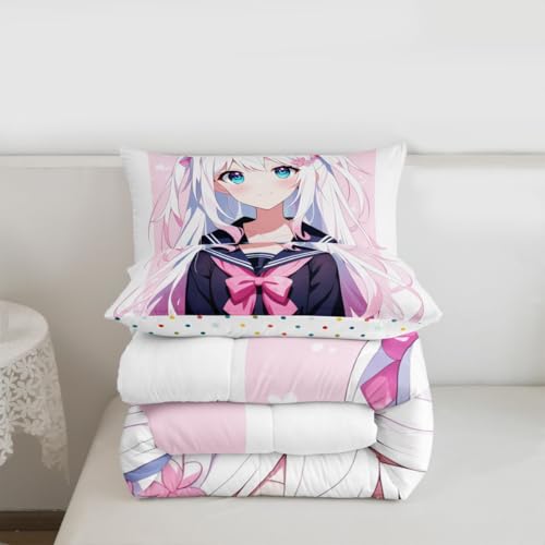 Image of Erosebridal Kawaii Japanese Girl Comforter Set Cartoon Anime Gifts Bedding for Kids Boys Girls 3D Japanese Style Bedding Comforters & Sets Sailor Suit Uniform Girl Design Duvet Set Queen Size