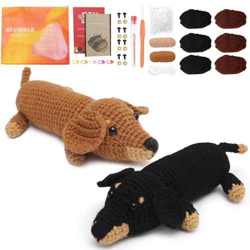 Kit de crochet pour débutants teckel avec tutoriels vidéo