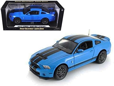 2013 Ford Shelby Mustang GT500 SVT Cobra Grabber Blue with Black Stripes 1/18 by Shelby Collectibles 390bl by Shelby Collect