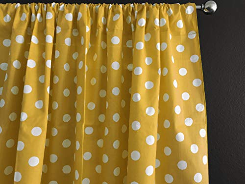 Lovemyfabric Cotton Polka Dot Print Curtain Panel 58" Wide Home Decor/Window Treatment/Photography Backdrop/Photo-Booth Backdrop White On Yellow (36" Tall) #TOP1