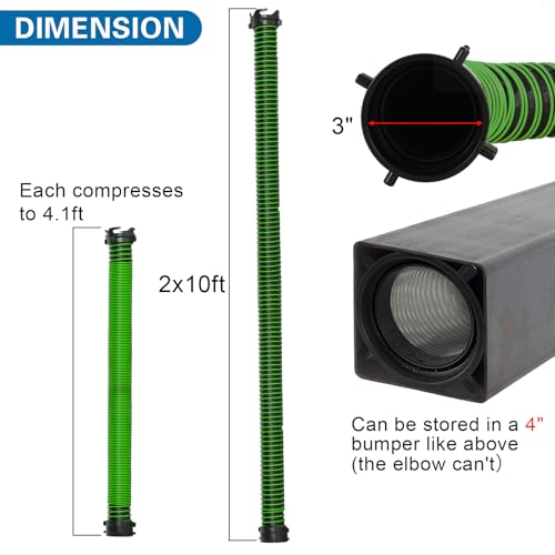 Image of 20FT RV Sewer Hose, EXTREME Heavy Duty 24 Mil TPE Material for Abrasion Resistance and Crush Protection, Camper Sewer Hose Kit with Pre-Attached Bayonet Fittings, 4-in-1 Adapter Elbow, Green
