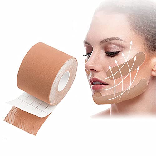 Face Lift Tape, Parches Antiarrugas Faciales, Parches Faciales Antiarrugas, Parches Antiarrugas, Cinta de Levantamiento Facial, Wrinkle Patches, Face Tape Lift Adhesivo Facial, 2.5cm*5m, Beige