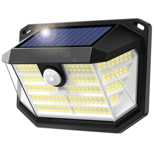 MUEZDUR Outdoor Solar Lights, 230 LED Solar Security Lights Outdoor Garden Light with Motion Sensor, 3 Modes Solar Powered Wall Light for Fence, Front Door, Garage, Shed (1 Pack)