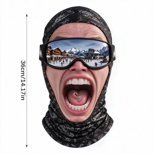 Men Ski Mask Winter Funny 3D Printed Full Face Realistic Face Balaclava - image 4