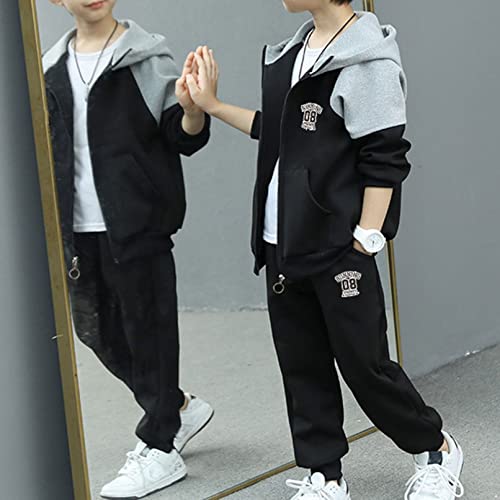 TiaoBug Kids Boys Zip Up Hoodie Sweatshirt and Jogger Sweatpants Athletic Tracksuit Sweatsuit Set2