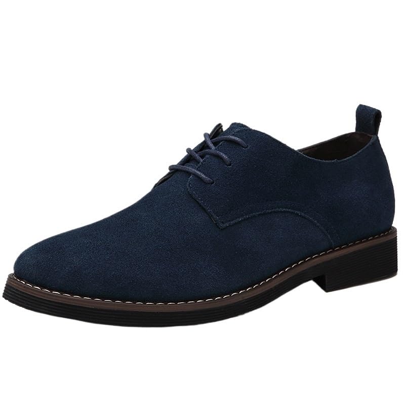 Classic Lace-Up Formal Tuxedo Shoes Black Dress Shoe Laces for Men Oxford Shoes Round Toe Suede Leather Low Top Slip-Resistant Block Heel Rubber Sole