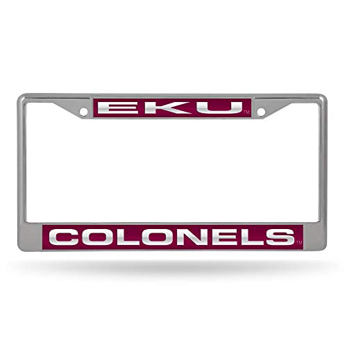 Rico Industries NCAA Eastern Kentucky Colonels Laser Cut Inlaid Standard Chrome License Plate Frame