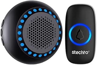 Wireless Doorbell, Waterproof Door Bells Kit Plug in LED Receiver 300M Long Range Door Entry Bell Cordless Loudly Operating with 5 Level Volume,32 Chimes,Battery Included,Black