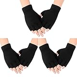 Justay 3 Paar Winter Halb Finger Handschuhe Fingerlose Handschuhe Handschuhe Strickhandschuhe für Alltag Freizeit für Männer Frauen One-Size