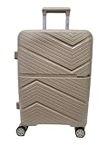 COVERI COLLECTION Maleta rígida ABS expandible, equipaje de mano 55 x 38 x 21,5 cm, 8 ruedas giratorias, 35 litros, 2,8 kg aprobado por la mayoría de las compañías aéreas low cost, beige, 55x38x21,5