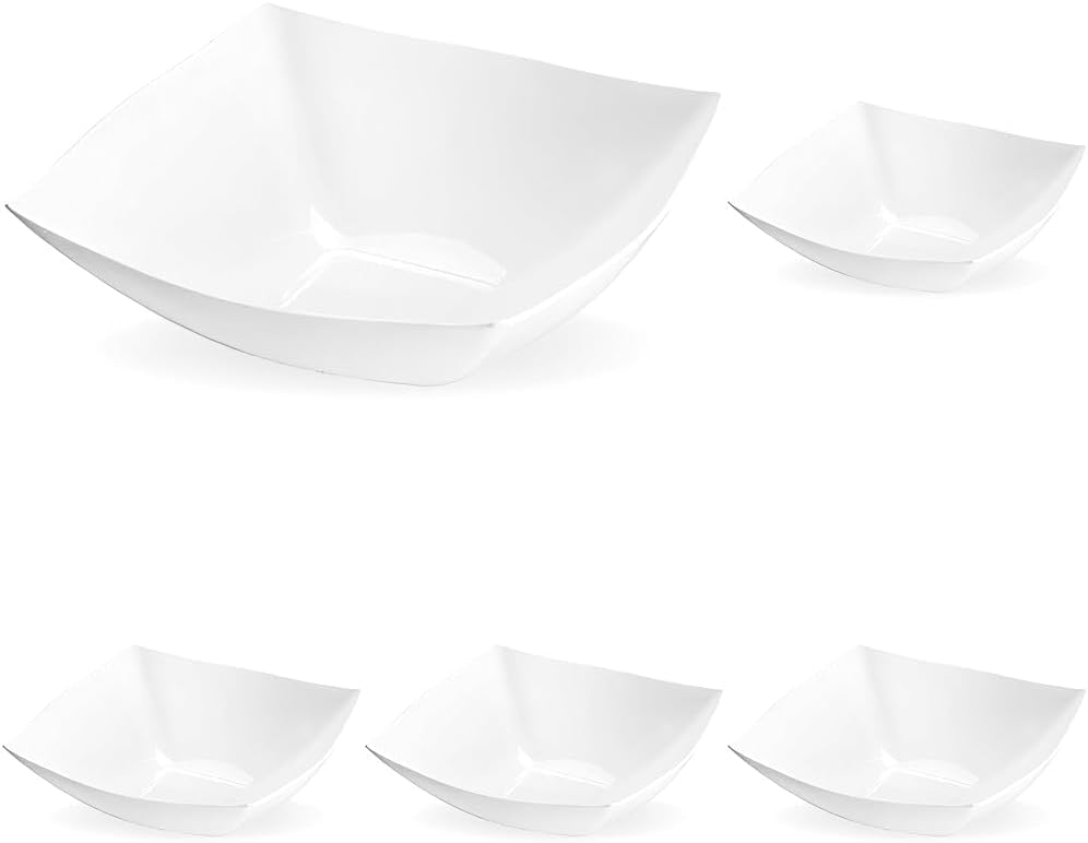 Blue Sky Square Fancy Clear 8oz Serving Bowl (1 Count) | Elegant Disposable Plastic - Ideal for Parties & Events