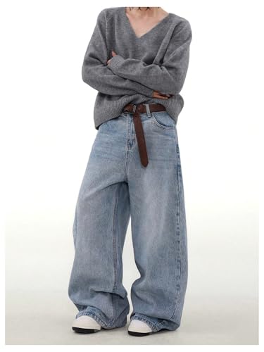 Verdusa Men's Vintage Baggy Jeans Grunge Streetwear Wide Leg Denim Pants with Pockets4