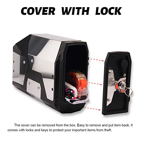 Caixa lateral de motocicleta caixa de ferramentas de aço inoxidável capa lateral à prova d'água par