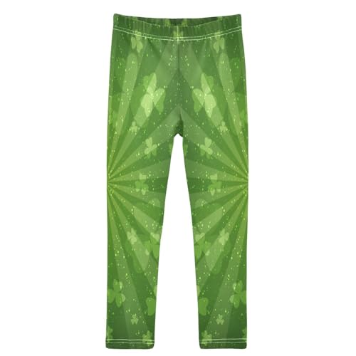 Girls' Leggings St Patricks Day Green Three Leaf Ankle Length Printed Leggings Comfort Pants for Kids 4-10 Years