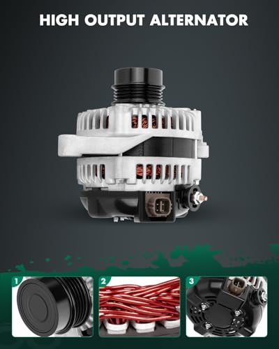 Image of SCITOO New Car Alternator 11516 Fits for 2010 2011 Toyota Camry 2494CC 152CID L4 2.5L - 12V 100Amp CW 4-Groove Decoupler Pulley,OEM Replacement 104210-2650 1042102650 27060-0V060