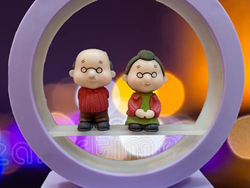 Image of AUGEN Plastic Led Light Old Couple Idol Statue Showpiece for Home Decor Decoration and Gifting (1 Piece, 9937C)