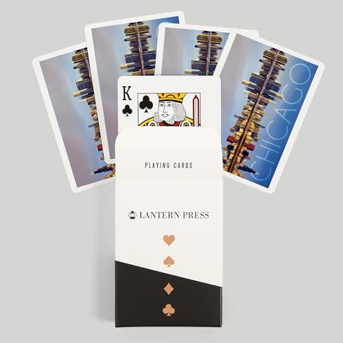 Lantern Press Chicago Illinois Skyline 52 cartas póker miniatura 6