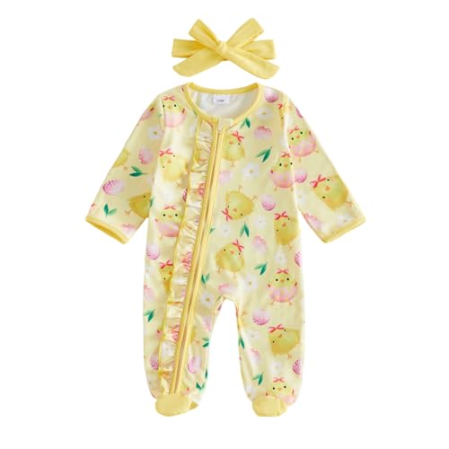 Image of Kuriozud Newborn Infant Unisex Baby Boy Girl Button Solid Romper Bodysuit One Piece Jumpsuit Outfits Clothes | Newborn Baby Girl Sleeper for Daily, Brithday, Halloween, Christmas, New Years, Valentines, St. Patrick's Day, Easter 0-9M
