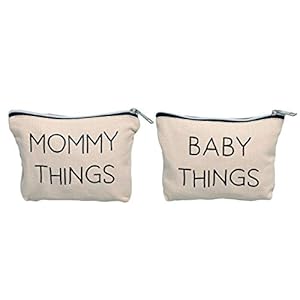 Pearhead Mommy and Child Canvas Pouch Set, Matching Journey Instances for New Moms and Anticipating Mothers, Minimalist Beauty and Accent Bag, Set of two