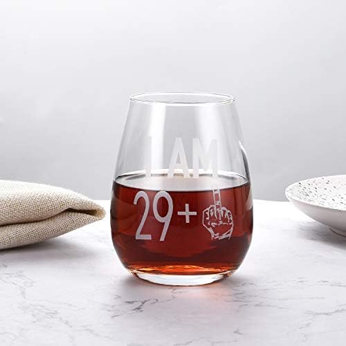 Livole 30th Birthday Gifts for Women Men, 15oz Stemless 29+ Wine Glasses, Unique Personalized Unbreakable Wine Tumbler for Best Friend, Mom, Wife, Auntie, Her, Coworker, Party Decoration