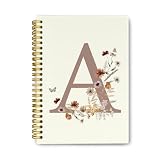 THDSE Presonlized Floral Initial Letter A Journaling Notebooks, Vintage Girly Hardcover Spiral Notebooks for School, Monogrammed Gifts for Women Girls, Cute School Supplies Lined Notebook 5.5 x 8.3