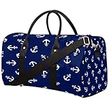Ocean Sea Anchor Travel Duffel Bag, Nautical Theme Foldable Weekender Bag for Men Women Overnight Carry On Bag Gym Tote Bag with Adjustable Strap