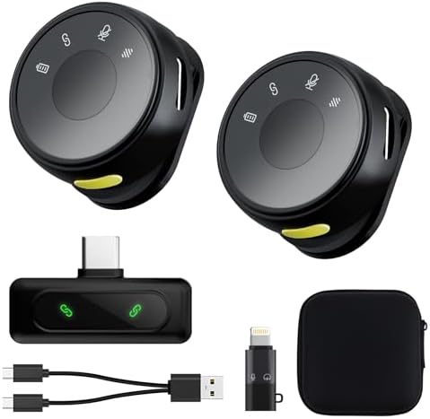 Micrófonos inalámbricos de solapa Lavalier SENWOW, 2.4 GHz, Negro - 2 ...