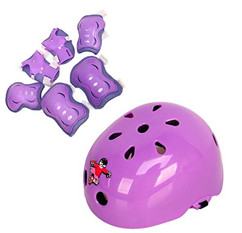 Schutzausrüstung für Kinder 7-teiliges Set inkl. Helm Knieschützer Ellenbogenschützer und Handgelenkschützer geeignet für Roller-Skating Skateboard
