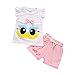 Ropa Bebe Niña Verano Fossen - 2PC/Conjuntos Dibujos Animados Camiseta sin Mangas + Pantalones Cortos de Arco - para Recien Nacido 0 a 24 Meses