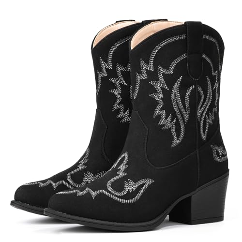 IXU Cowboy Boots for Women Ankle Cowgirl Boots Pointed Toe